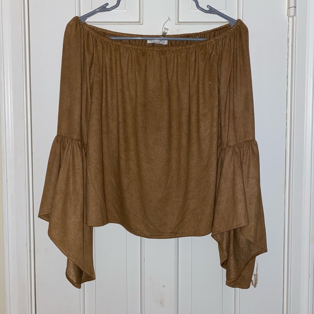 Brown/Tan Suede Strapless Top